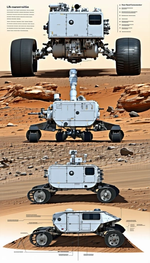 A Large White Robot Is Sitting On A Rocky Surface, With A Smaller Robot Sitting Next To It