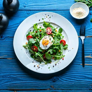 Lifestyle Unreal Engine: Fresh Salad Prepared With Artistic Presentation With White Plate