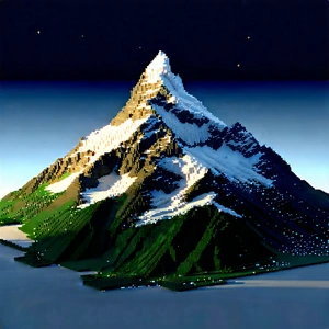 Nature Voxel Art: Mountain range during night