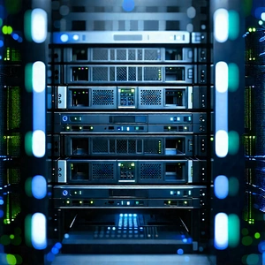 Server Rack With (digital:1.28) Particles With Image, There