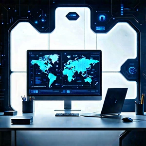 Futuristic tech startup office