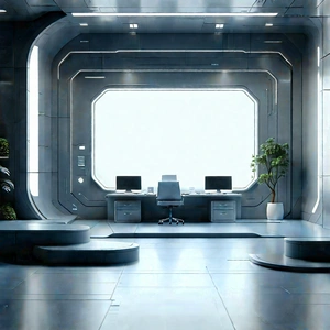 Futuristic tech startup office
