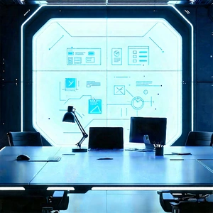 Futuristic tech startup office