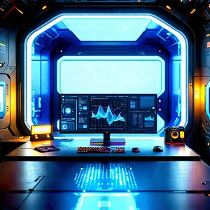 Futuristic tech startup office