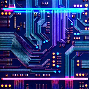 Circuit board with neon accents