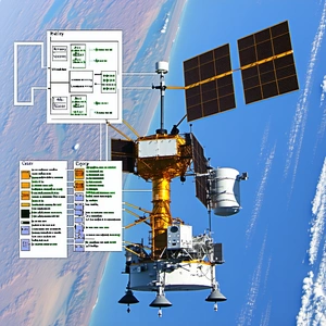 A Space Shuttle In The Sky, With A Large Satellite Attached To The Side Of It