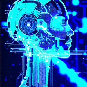 Robot with blue light glow