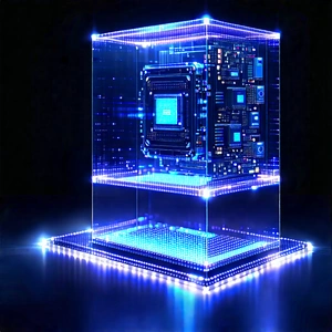 Quantum Computer With Holographic Projection With Blue White