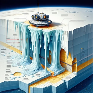 A Large Iceberg Is Shown In The Image, With A Space Station Sitting On Top Of It