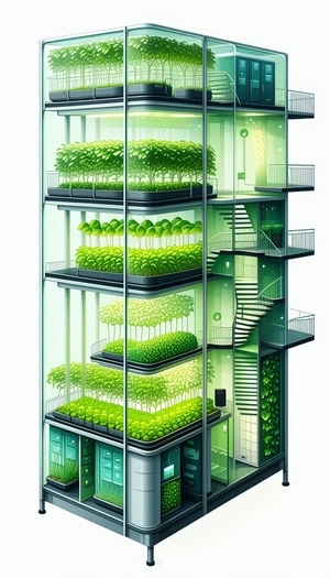 The Image Is A Drawing Of A Building With A Large Number Of Potted Plants On Each Floor