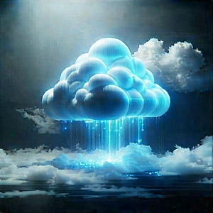Cloud Computing Visualization With Large, Blue,