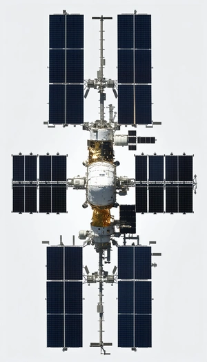 A Space Shuttle Is Docked With A Space Station, And The Two Spacecraft Are Connected By A Long Tube