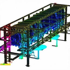 The Image Is A 3d Model Of A Large Building, Possibly A Bridge Or A Structure With Multiple Levels