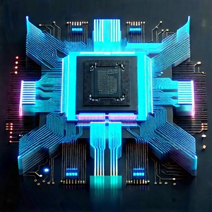 Microchip with neon accents