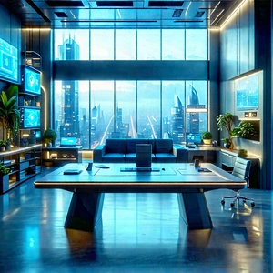 Futuristic Tech Startup Office With Large, Modern