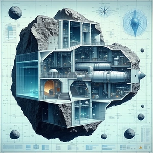 In The Image, There Is A Large, Futuristic Building With A Massive Rock In The Center