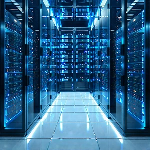 Server Rack With Holographic Projection With Large Computer