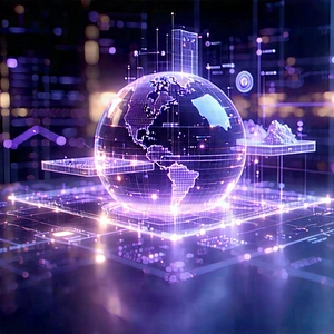 Educational Technology In Research Center With Large, Purple,