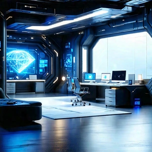 Futuristic Tech Startup Office With Futuristic Room,