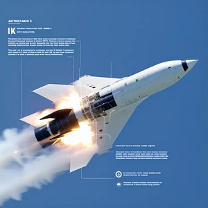 A White Jet Is Flying Through The Sky, Leaving A Trail Of Smoke Behind It