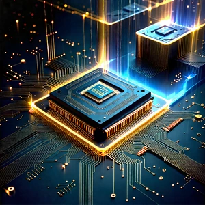 Microchip With Data Streams With Image, There