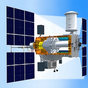 A Large Spacecraft With A Solar Panel On Its Side