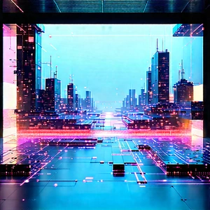 Futuristic tech startup office
