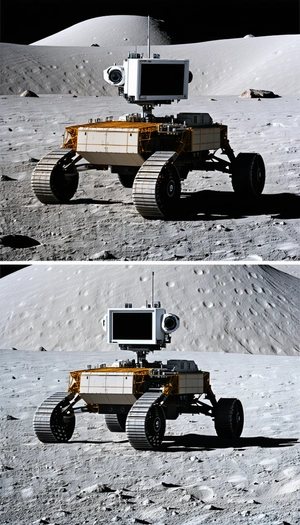 A Robotic Vehicle, Possibly A Rover, Sitting On A Rocky Surface