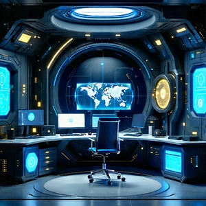 Futuristic tech startup office