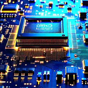 Microchip with blue light (glow:1.1)