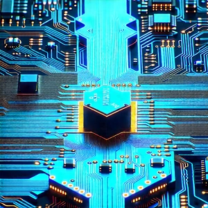 Circuit Board With Blue Light (glow:1.29) With Close-up Computer