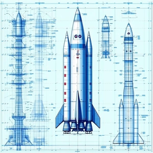 A Blue Rocket Ship Is Shown In A Diagram, With Its Various Parts Labeled