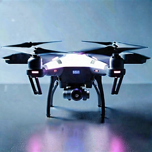 Drone With Glowing Screen With Black White