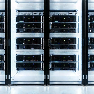 Server rack with (digital:1.13) particles