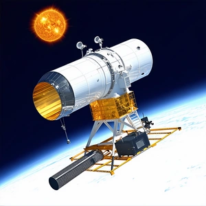 A Spacecraft Is Shown In The Image, With A Large Dish On The Front Of The Spacecraft