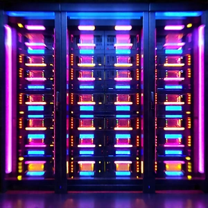 Server rack with neon accents