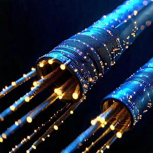 Close-up Of Fiber Optic Cables With Close-up Blue