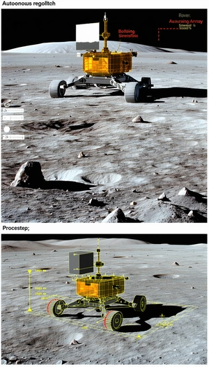 A Robotic Vehicle On A Rocky Surface, Possibly On The Moon
