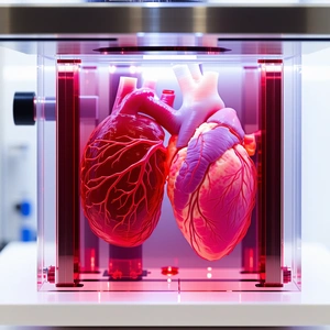 A Red Heart Model, Which Is Placed Inside A Clear Plastic Case