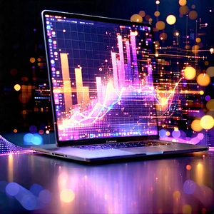 Laptop with data visualization