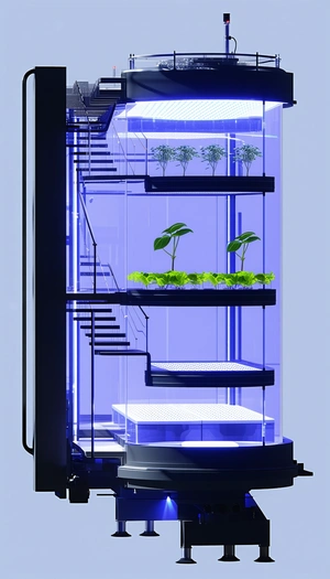 A Large Blue And Clear Box Is Filled With Various Plants