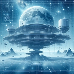 A Futuristic City Is Depicted In This Image, With A Large, Round Building At Its Center