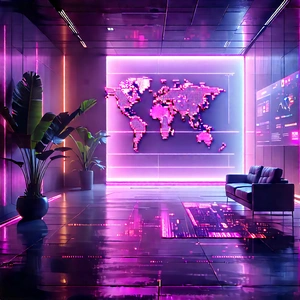 Futuristic Tech Startup Office With Image, There
