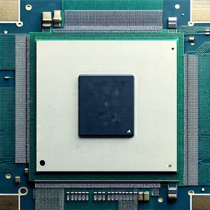 Tech Lithograph: Close-up of microprocessor