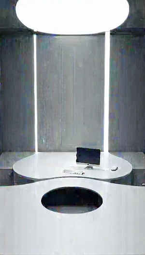 Futuristic Tech Startup Office With White Desk