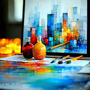 Tech Watercolor Painting: Big data visualization