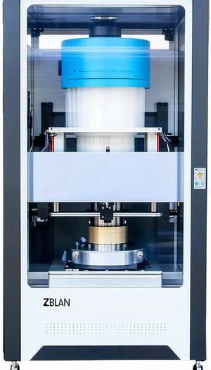 A Large Machine With A Spool Of White Plastic Material On It