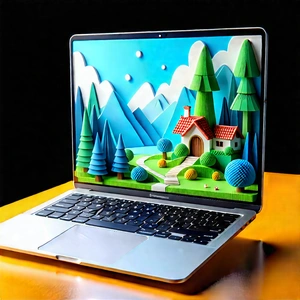 Laptop With (digital:1.16) Artwork With Laptop Computer
