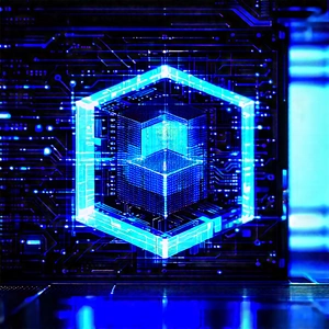 Quantum Computer With Blue Light (glow:1.21) With Blue White