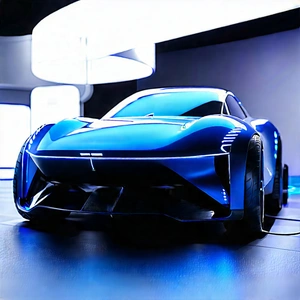 Innovative Electric Vehicle Design With Blue Sports